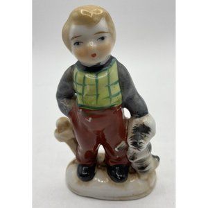 PICO Boy With His Dog Miniature Figurine Made in Occupied Japan 4.5" Tall